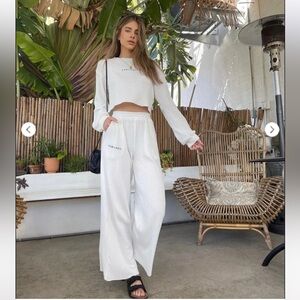 Jubilee Apparel Knitted Waffle Pants Cropped Top Set - Matching 2pc Loungewear